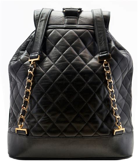 chanel black cotton drawstring backpack|Chanel leather backpack.